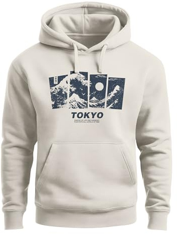 Neverless® Hoodie Herren Japan Tokyo Große Welle Kanagawa Japanische Kunst Aufdruck Männer Fashion Streetstyle