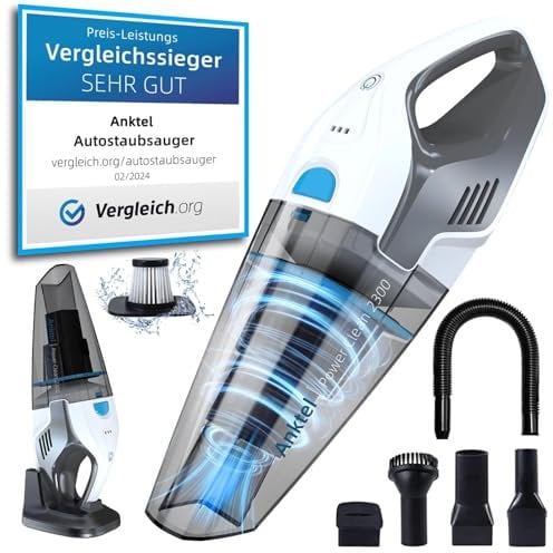 Anktel Handheld Vacuum Cleaner DE-Test winner 14.8V 9700Pa with Charging Station Hand Held Vacuum Cordless Wet&Dry with Washable Filter 25Min Work Time for Home&Car -Power Clean 2300-