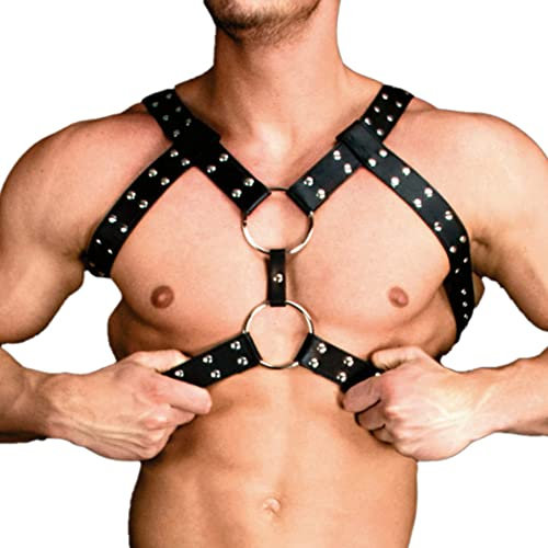 YIOTMOP Gay Harness Männer Leder Fetisch Erotisch Kinkywear Rave Outfit Herren Gothic Kleidung Erotik Herren-ReizwäSche Sklavin Sexy Brustgeschirr Clubwear BDSM Sexspielzeug