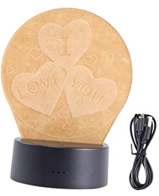 OSALADI 3d- -nachtlicht Mit Drei Herzen „ich Liebe Dich“ Touch-steuerung Usb Für Paare 7 Farbwechsel Für Schlafzimmer Valentinstag Muttertag