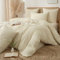 DXHOME Muslin Bettwäsche 135x200 Beige Uni Baumwolle Bettwäsche-Sets Sommer Atmungsaktiv Kühlende Wendebettwäsche Weiche Bettbezug mit Reißverschluss + 1 Kissenbezug 80x80 cm