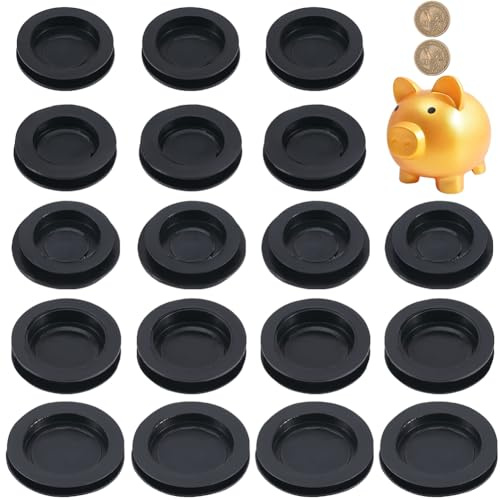 GORGECRAFT 25 Stück 5 Größen Sparschweinstopper Schwarz Rund Sparschweinstopfen Bodenstopfen Ersatz PVC Kunststoff Geldsparbox Verschlussstopfen Abdeckung Für Löcher Münzen 37mm 38mm 42mm 43mm 50m