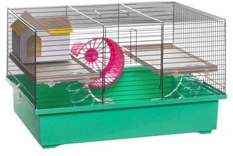 Mäusekäfig Hamsterkäfig Nagerkäfig 49x32,5x29cm mit Zubehör (grün)