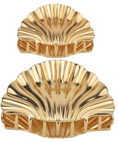Tinoaly 2uds Pinza de Pelo Concha, Horquillas Metálicas de Moda Pasador Concha Accesorios Sirena para Mujeres y Niñas Perfectas Todo Tipo Cabello (Doradas)