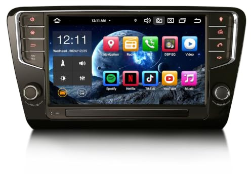 9 Zoll Android 16 Autoradio mit GPS Navigation für Skoda Octavia 3 CarPlay | 8-Kern 4GB RAM+64GB ROM, Bluetooth Android Auto DSP Wifi 4G DAB+ RDS FM OBD2 USB DTV Canbus Lenkradsteuerung IPS Touchscreen