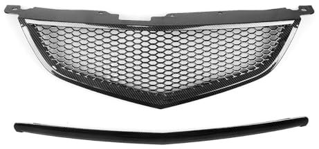 Auto Anteriore Griglia Griglie Griglia Anteriore Stile Nido D'ape Griglia Corsa Per Acura TL 2004-2006 Griglia A Maglie Cofano Paraurti Superiore In Fibra Carbonio/nero Lucido/opaco(Guardia in fibra d
