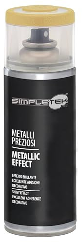 SIMPLETEK - Bomboletta Spray V400MET.2 Oro Ricco Pallido Vernice Effetto Metallizzato 400 ml Smalto Lucido Specchio Metalli Preziosi Ferro (1 pezzo)