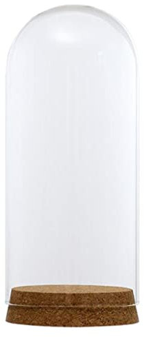 Gralara Campana de Vidrio con Base de Corcho para Decoración del Hogar, 8x18cm