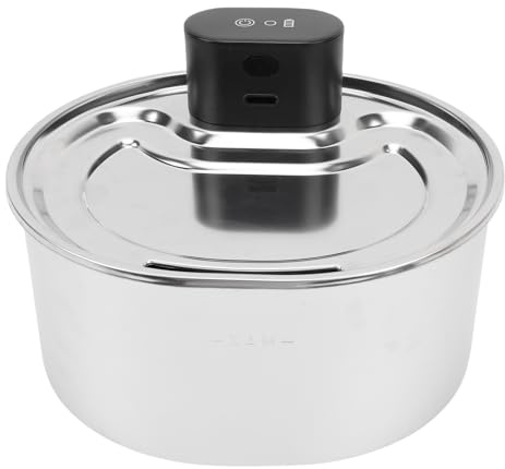 Asixxsix Fountaine d'eau de Chat sans Fil, 108 Oz en Acier Inoxydable Automatique Fountaine de Boisson Animale avec Capteur de Mouvement et Séparation de l'électricité à l'eau