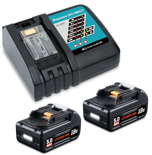 5,0Ah BL1850B Ersatzakku für Makita Akku 18V mit Ladegerät DC18RC Kompatibel mit BL1860B BL1840B BL1830B BL1820B BL1815N Werkzeugakku