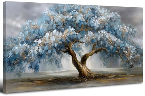 Vintage Luxus Blumen Baums Wall Pictures Lebensbaum Leinwand Wandkunst für Wohnzimmer Schlafzimmer Wanddeko 50x100 cm Groß Abstrakt Botanik Wandbilder Wandgemälde Zimmerdeko auf Wand Dekorations Kunst