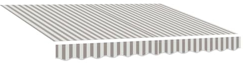 vidaXL Markisenersatzstoff Hellgrau und Weiß 381 x 345 cm Polyester