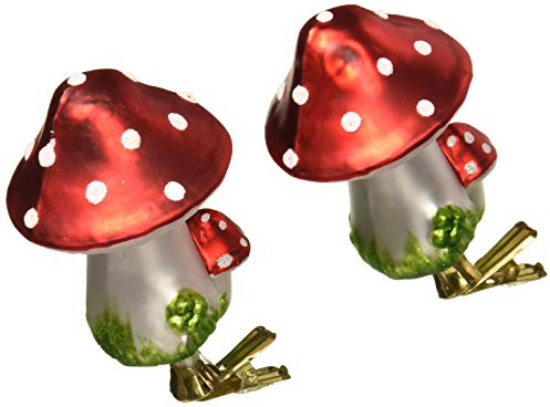 Kurt Adler Pilz-Ornament aus Glas, 10,2 cm, 2-teilig