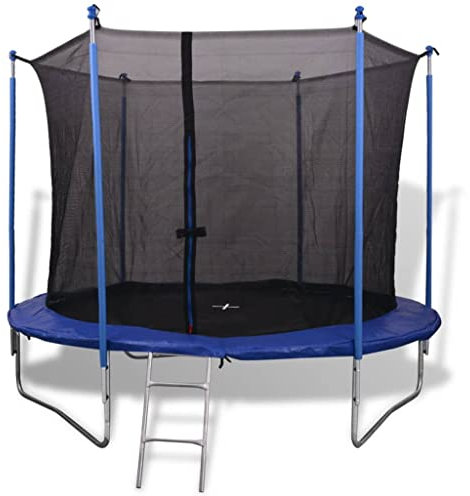vidaXL Five Piece Trampoline Set 3.05m Safety Net Pad Rain Cover Ladder Kids