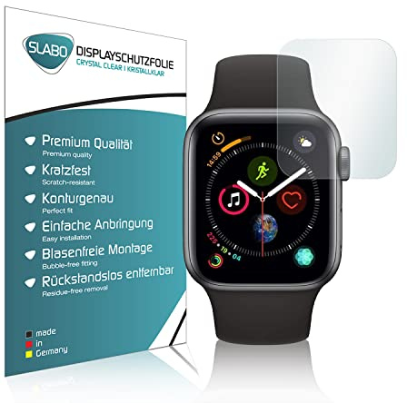 Slabo 4 x Displayschutzfolie für Apple Watch SE (44mm) | Watch Series 4/5/6 (44mm) - Kratzfest, Klar, PVC, 4 Stück