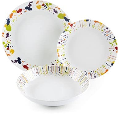 Excelsa Dripping Service de 18 assiettes en porcelaine