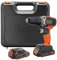 BLACK+DECKER 18V Cordless 2-Speed Hammer Drill with Two 1.5Ah Batteries and 400mA Charger, 45Nm Torque, LED Worklight, BCD003C2K-GB