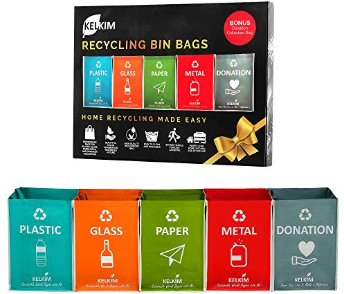 Sacs poubelle de recyclage + sac de don pour la maison, la cuisine, le bureau | Organiseur de déchets d'intérieur portable | Conteneurs à ordures étanches | Poubelle de tri sélectif séparée | Grand