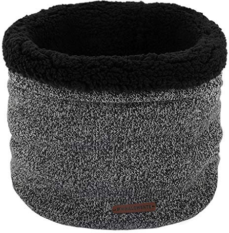 Lazzboy Unisex Einfarbig Halswärmer Fleece Gestrickte Schals Schal Kapuze Warmer Feinstrick Loop Mit Sehr Weichem Innenfutter Schlauchschal(Schwarz)