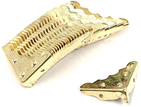 Tulead Lot de 24 protections d'angle dorées de 3,2 cm avec vis de montage