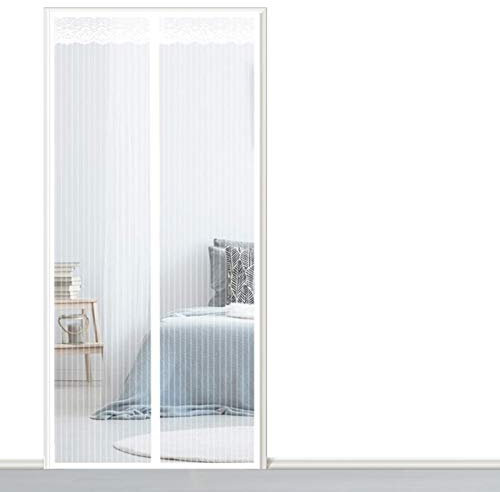 AMZERO Moustiquaire sur Mesure de Porte, 120x220cm Rideau Anti Mouche Porte Anti Insecte Mouche Moustique sans Percer pour Couloirs Portes Patio, Blanc