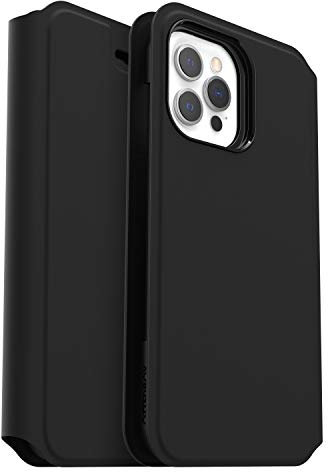 OtterBox Strada Via Case for iPhone 12 Pro Max, Shockproof, Drop Proof, Slim, Soft Touch Protective Folio Case with Card Holder, 2x Tested to Military Standard, Black