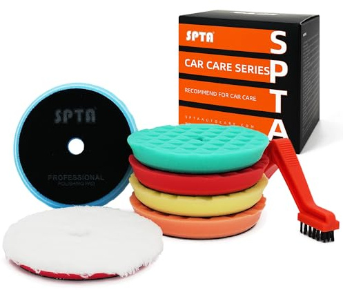 Polishing Pads, 5Pc 6 Inch 150mm Orbital Buffer Polisher Pads and 1Pc Microfiber Buffing Pads, Foam Polish Pad for Compounding, Polishing and Waxing, for 6''/150mm Backing Plate Car Polisher -TPPMIX
