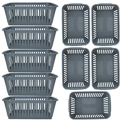 Plastic Handy Basket Storage Basket Great for Bathrooms,Bedroom and Kitchen-37CM-(SILVER) (10)