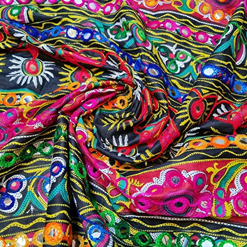 Textile Station Baumwollstoff, indisch, ethnische Spiegelstickerei, Suzani Rangoli, Boho-Banjara-Stoff, 111,8 cm breit, erhältlich in 6 Designs (Druck 6)
