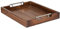 Cozy Decor Serviertablett aus Holz mit silbernen Griffen, hochwertige dekorative Tabletts für den Couchtisch, TV-Tabletts für Frühstück im Bett, 43 cm Holztablett für Ottomane