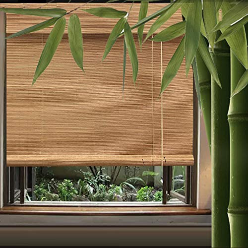 Bambusrollo Bambus Raffrollo Natur Bambus Rollo Vorhang Sonnenschutz Seitenzug Fenster Tür Rollos Holzrollo,Sichtschutz Rollo für Fenster und Türen,Wandmontage Deckenmontage (W100xH120cm/39x47in)