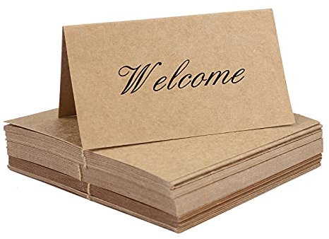 60 Pcs Blank Table Name Place Cards Recycled Brown Kraft Table Card Double Sided Table Place Seat Card Tags Perfect for Food Labels Table Number Sign Name Signs Messages Party Cards (Brown)