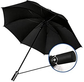 WARESHARK Regenschirm für Damen und Herren, winddicht, automatisch, stark, faltbar, 8 Rippen, Schwarz