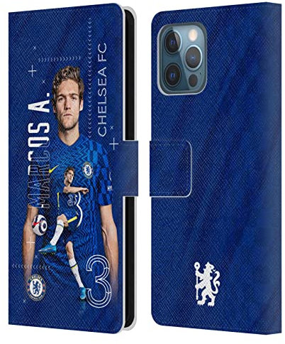 Head Case Designs Offizielle Chelsea Football Club Marco Alonso 2021/22 Erstes Team Leder-Wallet-Hülle Kompatibel mit Apple iPhone 12 Pro Max