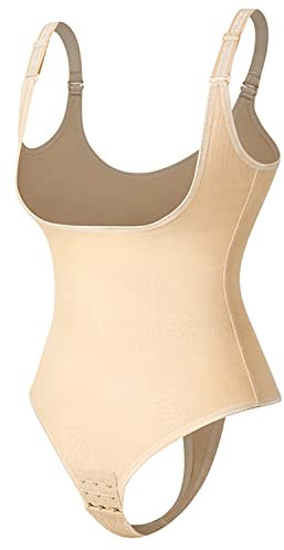 Figurformender Body für Damen, Beigefarbener Tanga, XL
