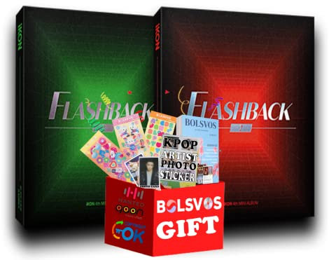 iKON - FLASHBACK [Digipack ver.] (4th Mini Album) 1 RANDOM Album+BolsVos K-POP eBook (21p), 3EA BolsVos Stickers for Toploader, Photocards