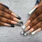 JUSTOTRY 24 Pièces Faux Ongles Long, Noir et Blanc French Press on Nails Courts avec Spider, Nude Coffin Faux Ongle avec Colle Pour Femme et Fille, Ballerina Faux Ongles à Coller Nail Art
