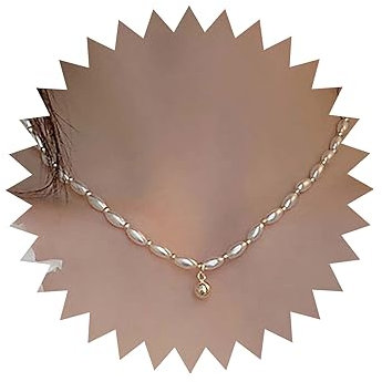 TseenYi Vintage Perlenkette Choker Barock Perlenstrang Halskette Goldperlen Kugel Anhänger Halskette Kurze Perlen Perlenkette Brautschmuck Für Frauen Und Mädchen