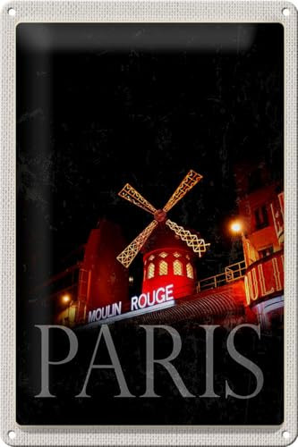 FEMER Blechschild Reise 20x30cm Moulin Rouge Paris Varieté