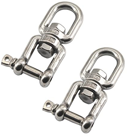 2Pcs 304 Stainless Steel M10 Jaw Eye Swivel Ring Shackle 360° Swivel Ring Connector
