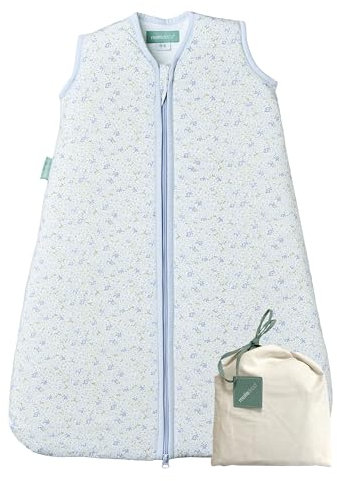 molis&co - Baby Schlafsack ärmellos - Ideal für Frühling und Herbst - Babyschlafsack 1 tog ohne Ärmel - Leicht gepolstert - 100% Baumwolle (Oeko-TEX 100), Premium Qualität - Blue Lily (70 cm)