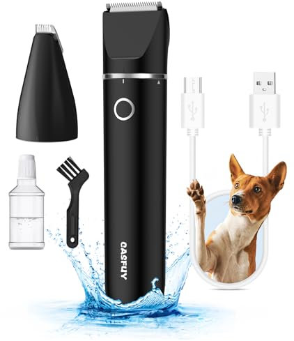 Casfuy Kabelloser Pfotentrimmer für Hunde - Leise Hundeschermaschine mit Doppelklingen, USB-aufladbarem Pfoten Rasierer für Hunde und Katzen zur Haarentfernung an Pfoten, Augen, Ohren, Gesicht