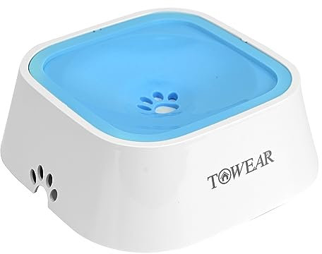 TOWEAR Gamelle d'eau pour Chien avec Disque Flottant, 1,5 L, Anti-débordement, Anti-étouffement, sans déversement, pour Chien, Chat, Chiot, Chaton (Bleu Ciel)