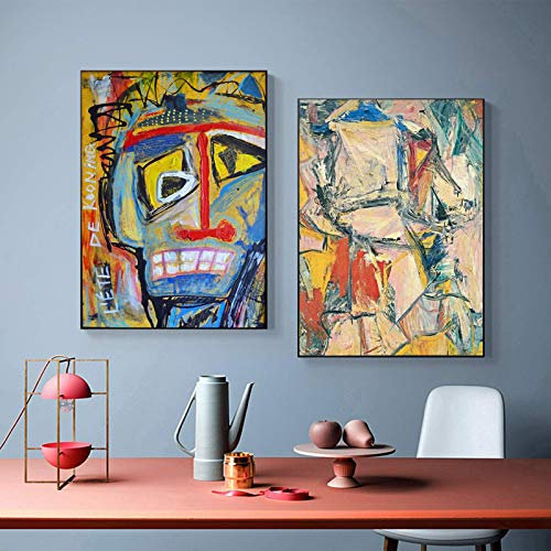 Dittelle Willem de Kooning klassische Ölgemälde-Reproduktion auf Leinwand, abstraktes Poster, Druckbild für Wohnzimmer, moderne Kunstwerke, 50 x 70 cm x 2, ohne Rahmen