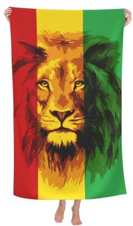 NLWQEKV Rasta Reggae Lions Strandtuch, leichtes Pool-Handtuch, große Duschdecke für Erwachsene und Kinder, Badetuch, schnell trocknendes Strandtuch für Reisen, Schwimmen, Pool, Yoga, Fitnessstudio