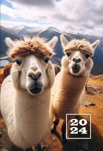 2024: A6 Terminkalender | 1 Woche auf 2 Seiten Wochenplaner | Mini Buchkalender mit Datum | Einfach, Klein & Kompakt | Alpaka Geschenk