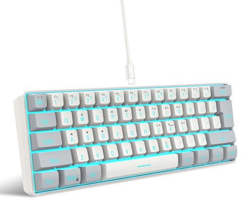 Snpurdiri 60% Wired Gaming Keyboard, RGB Backlit Mini Keyboard, Waterproof, Small, Ultra-Compact, 61 Keys, Keyboard for PC/Mac Gamers, Typists, Travel, Easy to Use