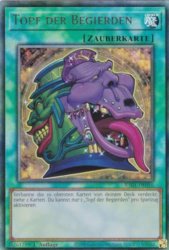 RA01-DE056 - Topf der Begierden - Ultimate Rare - 1. Auflage - DEUTSCH - 25th Anniversary Rarity Collection - mit LMS Trading Fieldcenter-Karte Yugioh