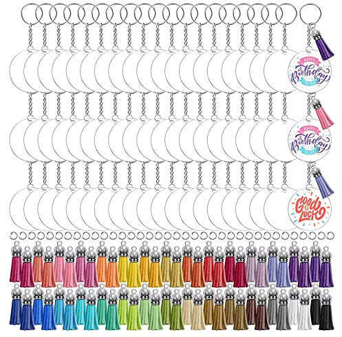 ZSYTF Lot de 350 composants de porte-clés en acrylique transparent, Minimaliste, Transparent
