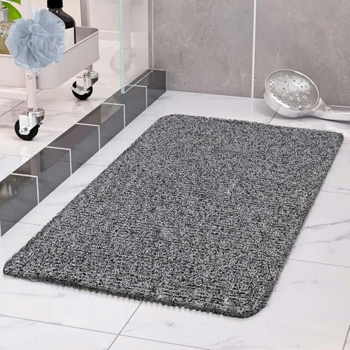 COSYLAND Duschmatte rutschfest 40 × 80cm - Duscheinlage rutschfest mit Ablauf - Weiche PVC-Luffa Antirutschmatte Badewanne - Schnell Trocknende Badematten - (Weiß + Schwarz)